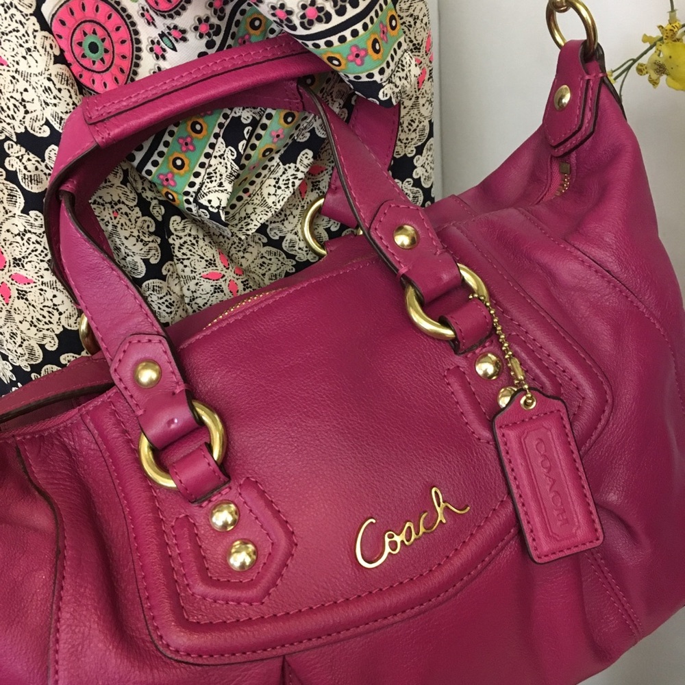 Coach Fuchsia Leather Shoulder Bag